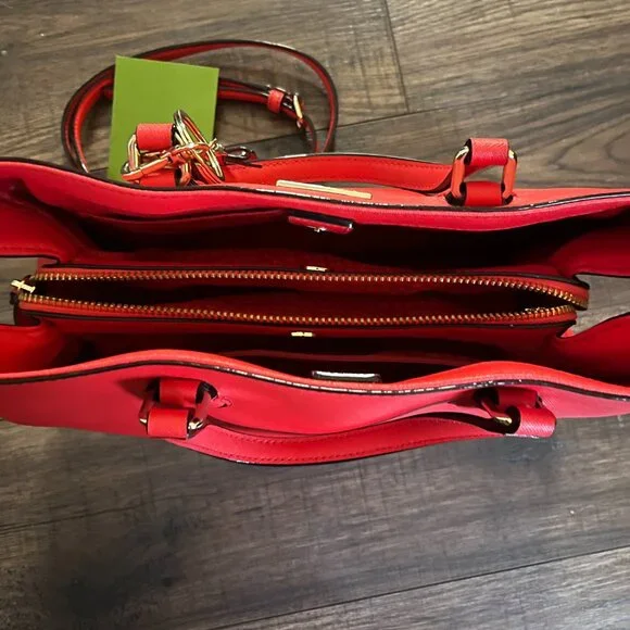 Kate Spade Crab Red Leather Laurel Way Evangelie Crossbody Satchel handbag Purse
